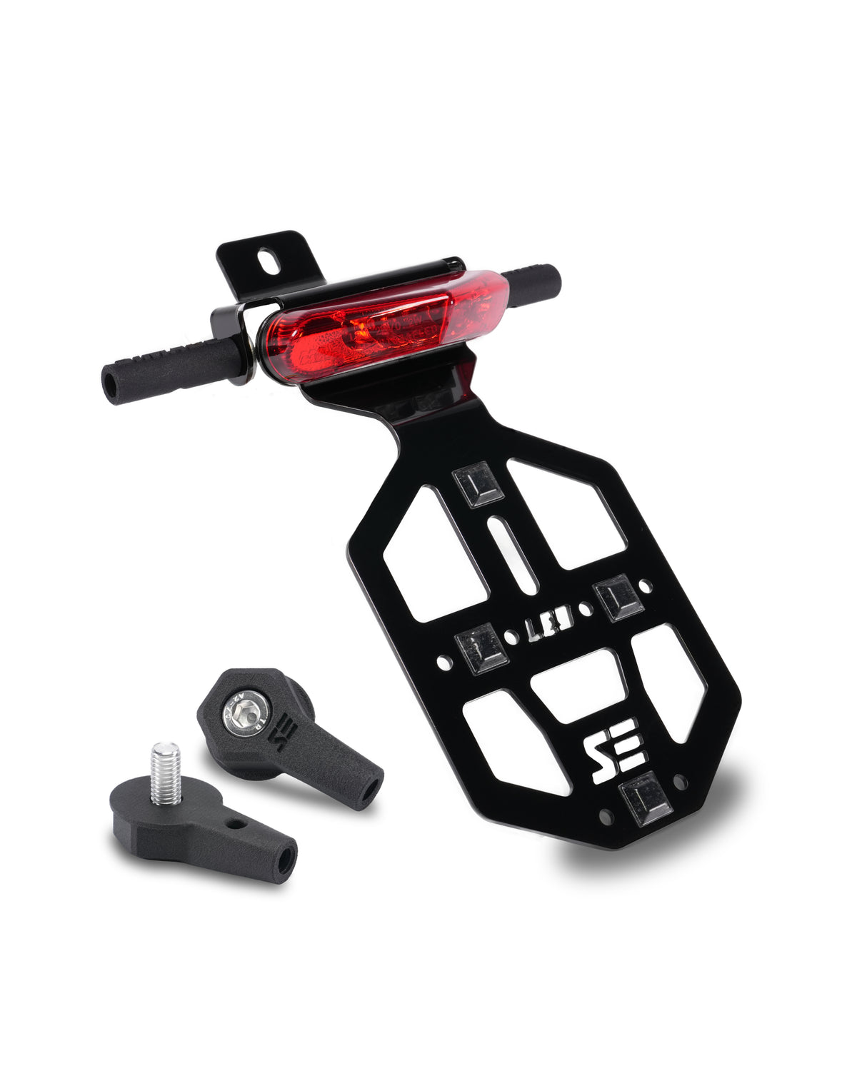 SIMADE LED Kennzeichenhalter schwarz für LED Rücklicht und LED-Blinker mit M8 Gewinde für Simson S50 S51 S70