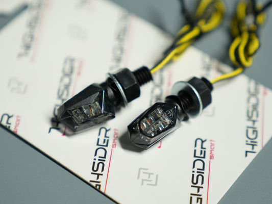 (Paar) HIGHSIDER Smart Tiny LED Blinker Gehäuse Schwarz / Linse getönt E-geprüft für Simson S50 S51 S70