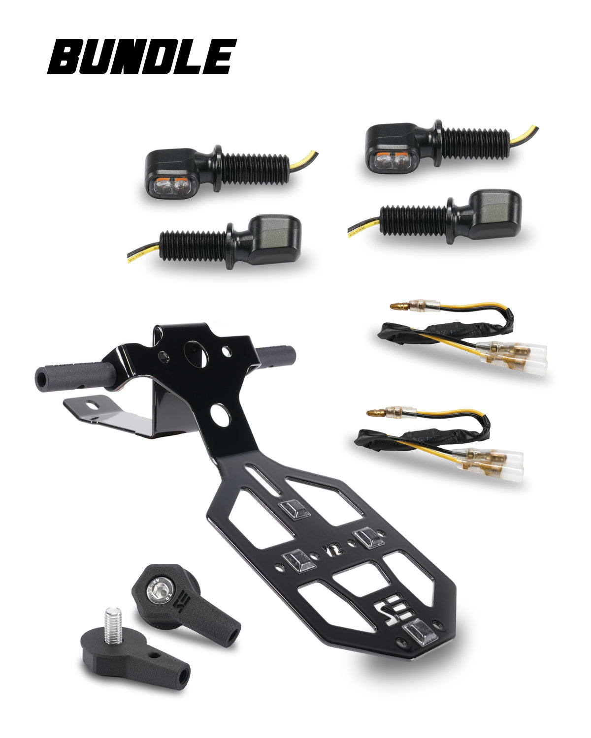 SIMADE Umbauset mit Kennzeichhalter, Highsider LED Blinker vorn und hinten, Widerstände und Blinkerhalter vorne für Simson S50 S51 S70