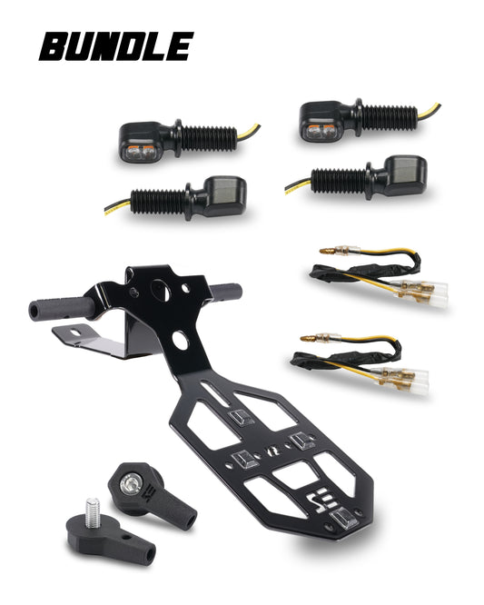 SIMADE Umbauset mit Kennzeichhalter, Highsider LED Blinker vorn und hinten, Widerstände und Blinkerhalter vorne für Simson S50 S51 S70