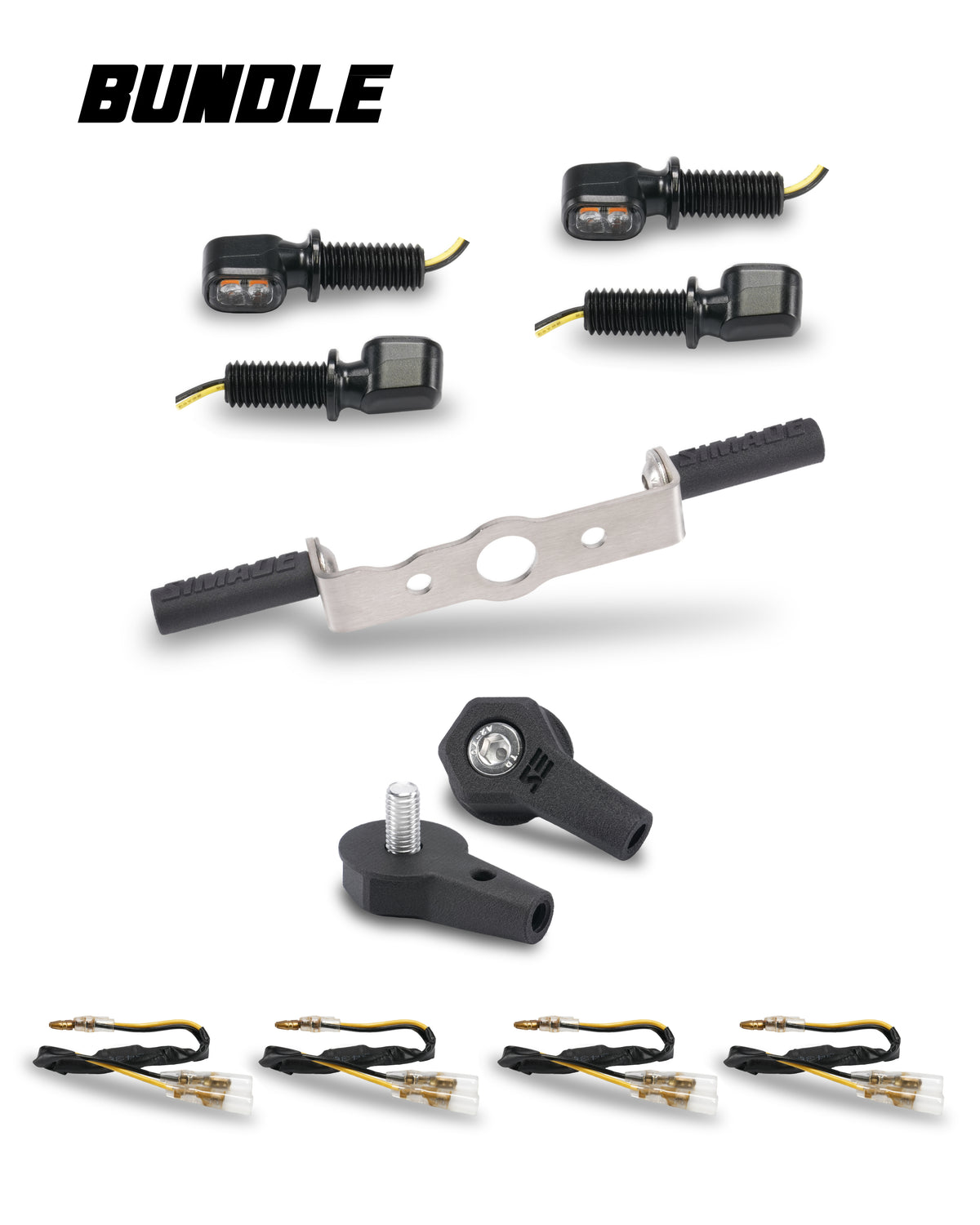 SIMADE LED-Blinker Umbauset mit 4x Highsider Smart-Vision TS, Blinkerhalter vorne u. hinten und 4x Highsider Widerstand für Simson S50 S51 S70