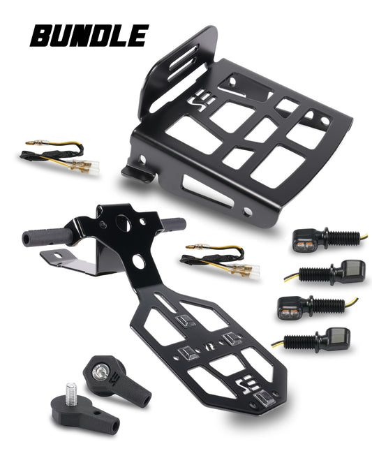 SIMADE komplettes Umbauset mit Kennzeichhalter, Gepäckträger, Highsider LED Blinker vorn und hinten, Widerstände für Simson S50 S51 S70