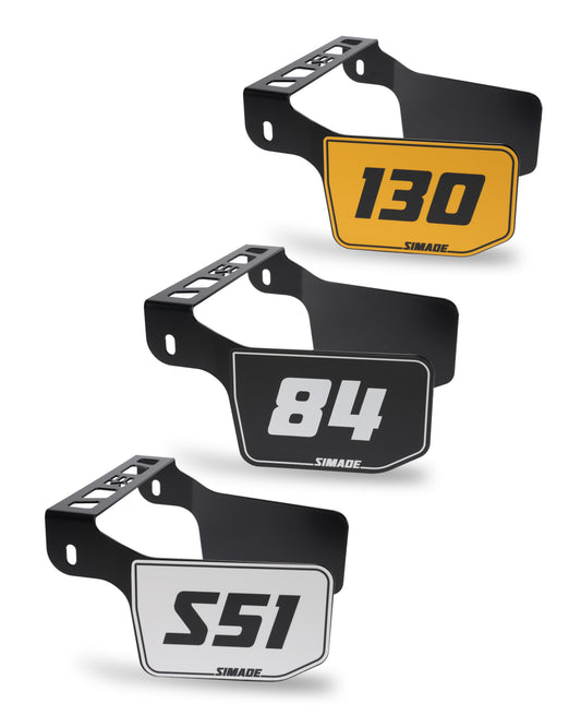 SIMADE Startnummern-Halter schwarz am Obergurt mit Wunschnummer für Simson S-Baureihe S50 S51 S70